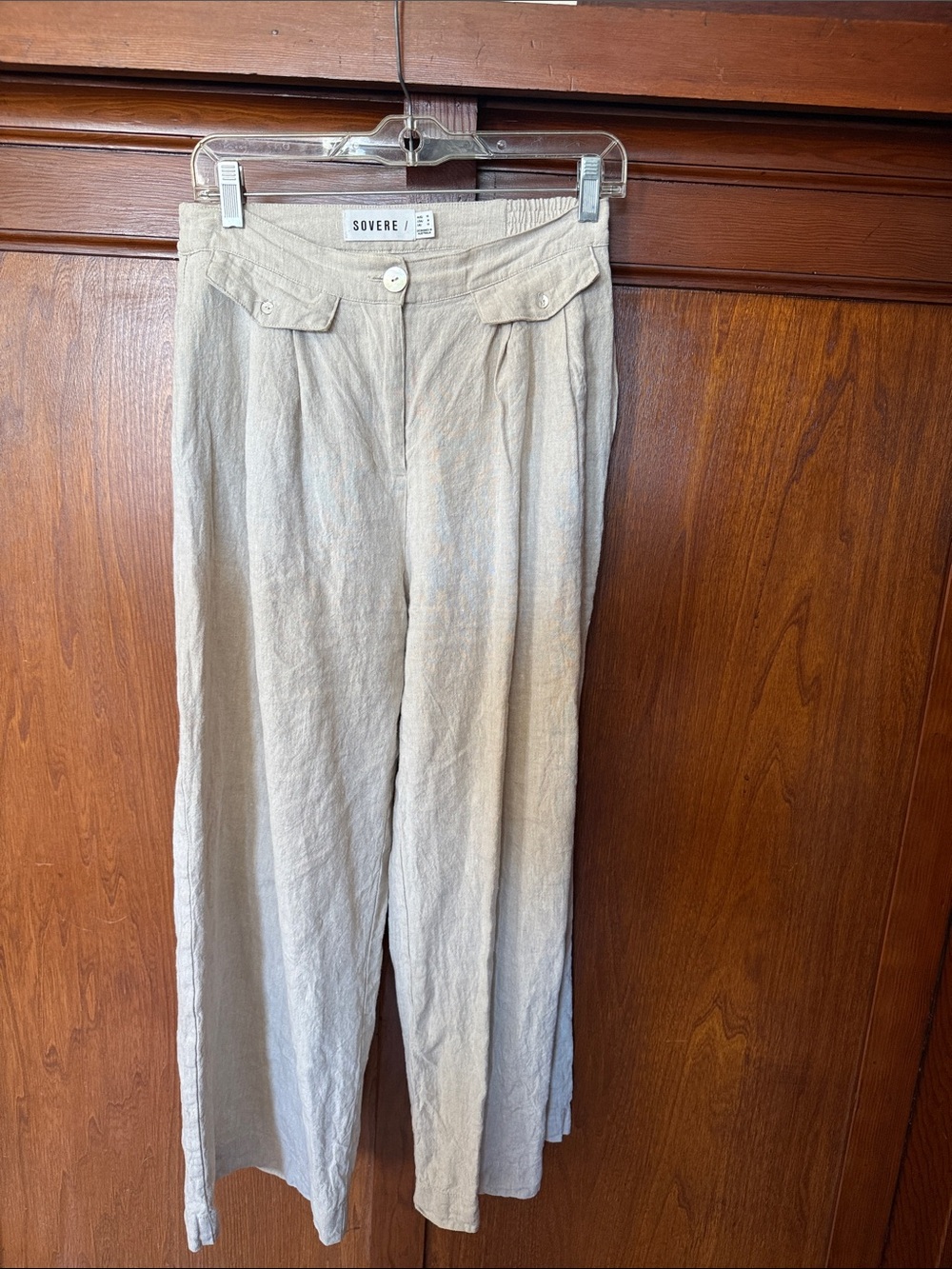 Sovere Wide-Leg Linen Blend Pants - Beige, Anthropologie